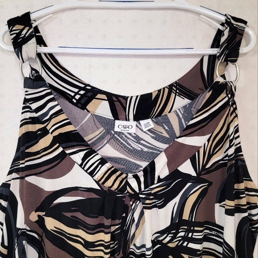 Cato Women's Abstract Print Top - Brown and Black plus size 22/24W - Picture 2 of 7